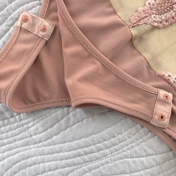 SOLD! Lace mesh nude and mauve bodysuit! - Picture 3 of 4
